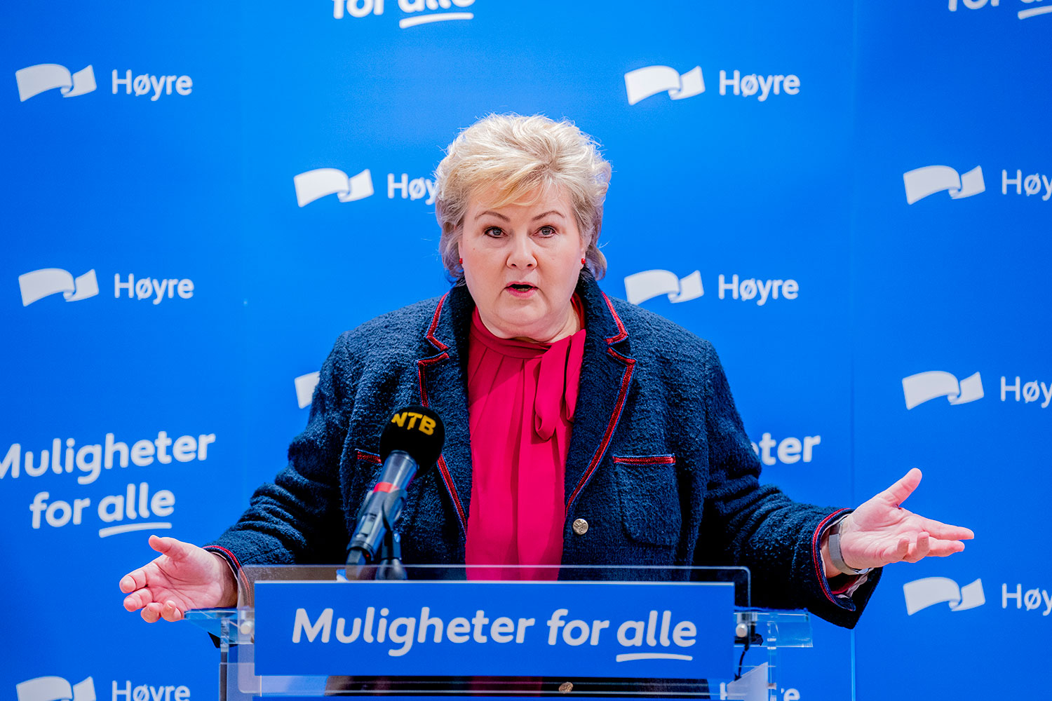Erna Solberg (H). 92 prosent av velgerne som stemte på Høyre ved forrige valg, sier de stemmer på partiet igjen. 