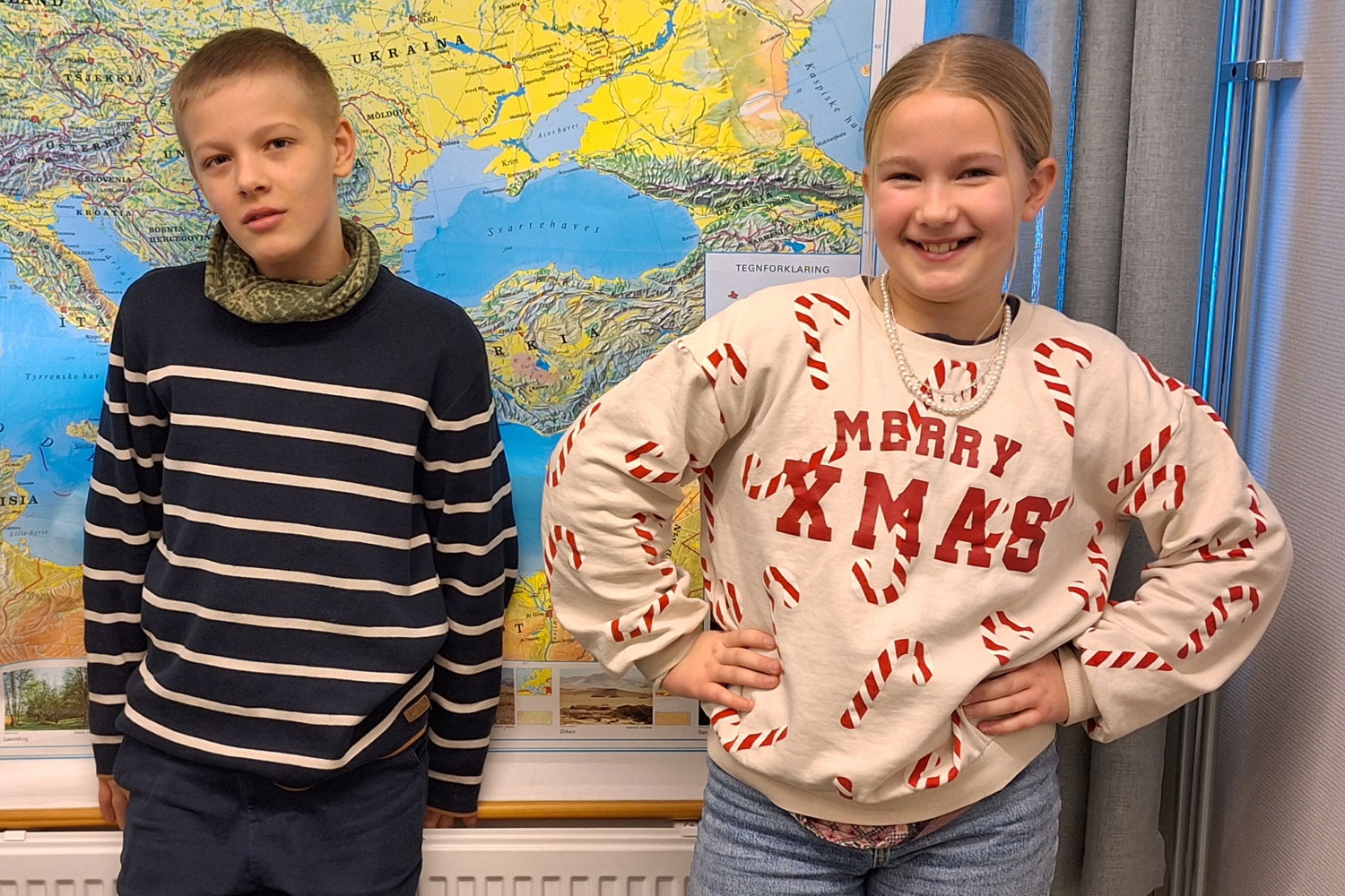 Erik Heggerudstad og Linnea Berg representerer 6.trinn ved Nes skole