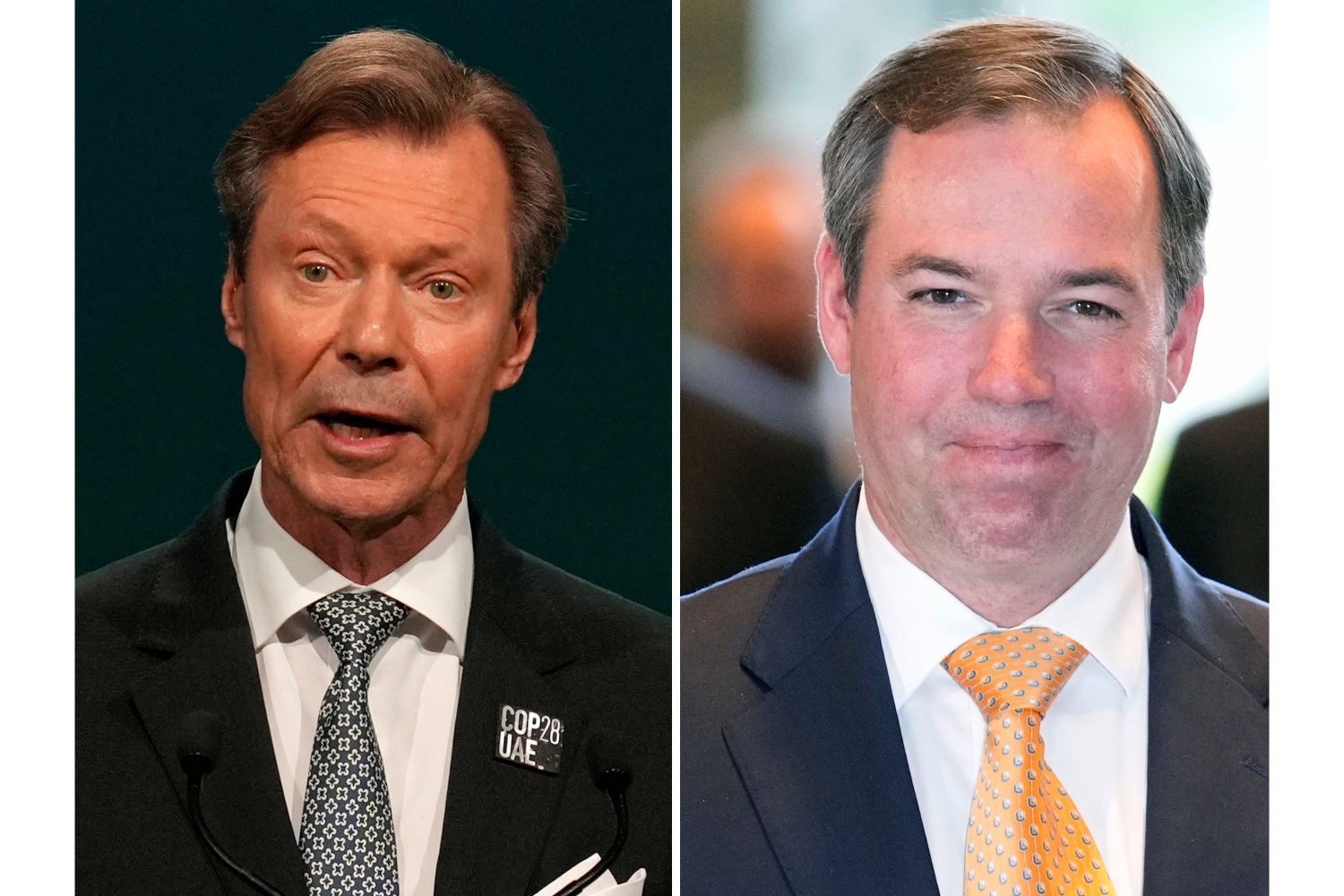 Storhertug Henri av Luxembourg (til venstre) overlater fredag tronen til sin eldste sønn Guillaume.
